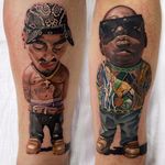 Tupac Shakur tattoo by Denis Torkshavili. #2pac #TupacShakur #rapper #portrait #DenisTorkshavili #chibi #caricature