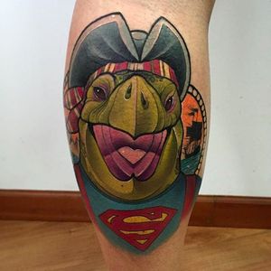 Super Turtle Tattoo by Eric Moreno @ericmoren0 #EricMoreno #Neotraditional #Neotraditionaltattoo #LaMujerBarbuda #Madrid #Turtle
