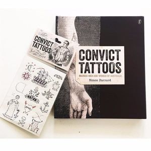 The hardcover edition of the book with fun and educational promotional materials. #Australia #convicts #history #SimonBarnard #tattoos