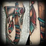 Tomahawk Tattoo by Zack Taylor #Tomahawk #TraditionalTattoos #TraditionalTattoo #OldSchool #OldSchoolTattoos #Traditional #ZackTaylor