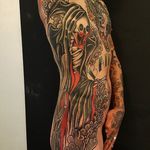 Reaper Tattoo by Jesper Jørgensen #reaper #reapertattoo #traditional #traditionaltattoo #oldschool #oldschooltattoo #darkart #darktraditional #JesperJorgensen