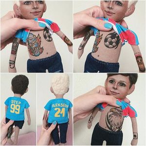 Football fan dolls by Christina Tselykovskaya. #ChristinaTselykovskaya #KristinaTselykovskaya #Rockanddoll #tattooeddolls #craft #art #doll #football