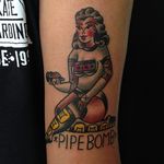 CM Punk Pinup Tattoo by Tom Chippendale #CMPunk #WWE #Wrestling #traditional #TomChippendale