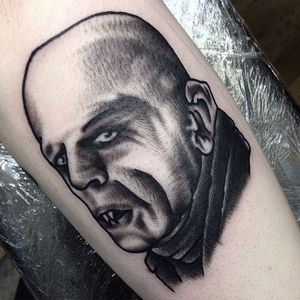 Count Orlok Tattoo by Jack Peppiette #CountOrlok #CountOrlokTattoo #Nosferatu #NosferatuTattoos #HorrorTattoos #HorrorTattoo #Horror #JackPeppiette #portrait #blackwork