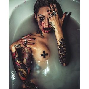 Incredible use of color and texture in this amazing photo by @harisnukem #HarisNukem #photography #tattoomodel #tattoophotography