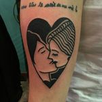 Kissing couple tattoo by Nini #Black #Blackwork #Girl #Nini #kiss
