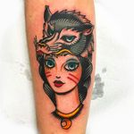 Wolfhead girl tattoo by Giuseppe Messina #Gypsy #Girl #GiuseppeMessina #wolf