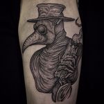 Plague Doctor Tattoo by Thomas Bates #plaguedcotor #blackwork #traditional #ThomasBates