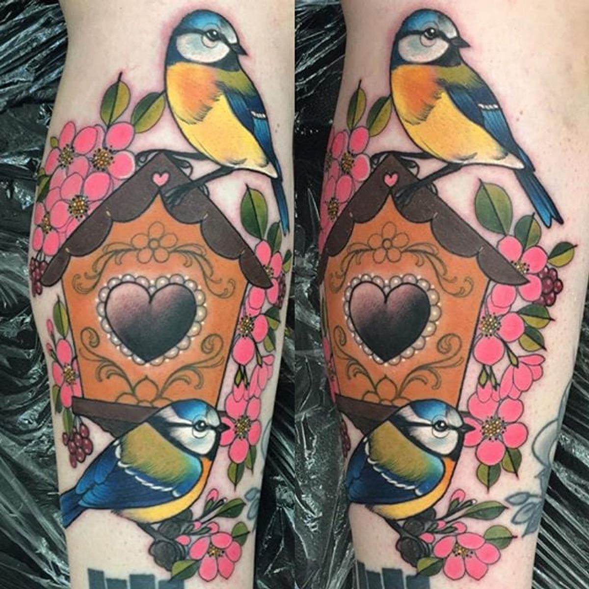 Tattoo uploaded by Stacie Mayer • Two little birds enjoying their