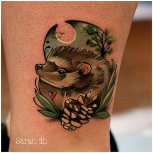 Hedgehog tattoo by Sarah Electrum. #neotraditional #hedgehog #animal #sarahelectrum