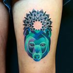 Bear Tattoo by Blayne Bius #bear #contemporary #bold #colorful #mixstyle #BlayneBius