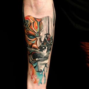 Tatuaje de Hannya por Martynas Šnioka #hannya #hannyatattoo #watercolor #watercolortattoo #abstract #abstracttattoo #graphic #graphictattoo #lithuanian #MartynasSnioka