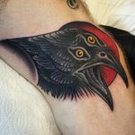 Solid Three-Eyed Raven Tattoo by kyle Crowell #KyleCrowell #ThreeEyedRaven #RavenTattoo #ThreeEyed #Raven #GameofThrones #GoT#GameofThronesTattoo