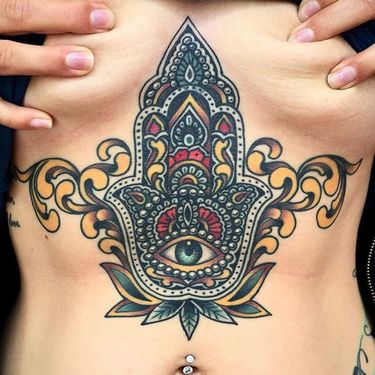 Bright and beautiful Hamsa by @philhatchetyau #hamsa #sternum