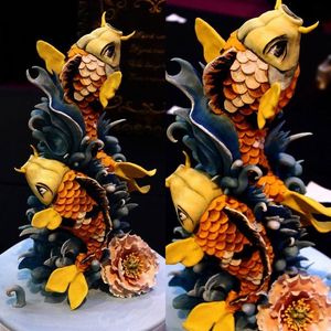 Amazing Japanese Koi Tattoo-inspired Cake by unknown artist. Please help us credit them!