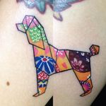 Colorful origami poodle tattoo by @nlambn. #poodle #dog #origami #nlambn