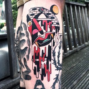 This graffiti inspired piece really blows our minds. Tattoo by Luca Font (Via IG - lucafont) #LucaFont #art #abstract #cubism #fineart #surrealism #graffiti