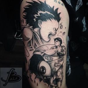 An Akira tattoo in progress by Enrik Gispert (IG—enriklefrik). #Akira #anime #EnrikGispert #Kaneda #Tetsuo