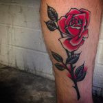 Black and red is always beautiful! Rad rose tattoo by Bradley Kinney. #bradleykinney #DanaPointTattoo #traditional #bold #red #rose #classicimage #classic