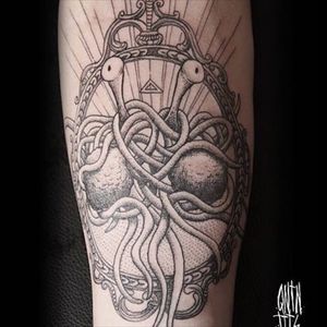 Tattoo uploaded by Ross Howerton • A blackwork Flying Spaghetti Monster ...