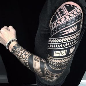 Tribal Tattoo Sleeve by Daniel Frye #tribal #tribaltattoo #tribaltattoos #tribalart #traditionaltribal #polynesian #polynesiantattoo #patternwork #patternworktattoo #DanielFrye