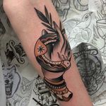 Horseshoe tattoo by Lars Becker. #traditional #horseshoe #classic #staple #goodluck #horseshoe #classic #staple #goodluck