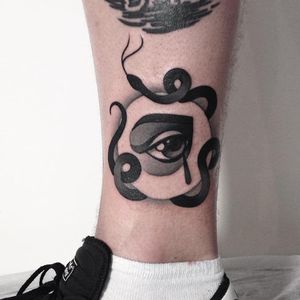 Eye and snake tattoo by Denis Marakhin #DenisMarakhin #cooltattoos #blackandgrey #graphic #popart #newtraditional #eye #snake #repitle #moon #tear #teardrop #cry
