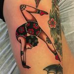 Gymnast Girl Tattoo by Ivan Antonyshev #IvanAntonyshev #traditionalwoman #Traditional #Girl #Woman #Mainstaytattoo #Austin