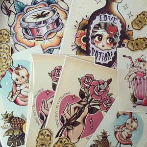 Tattoo prints by Yukitten'me! #Yukittenme #print #art #heart #makeup #kewpie