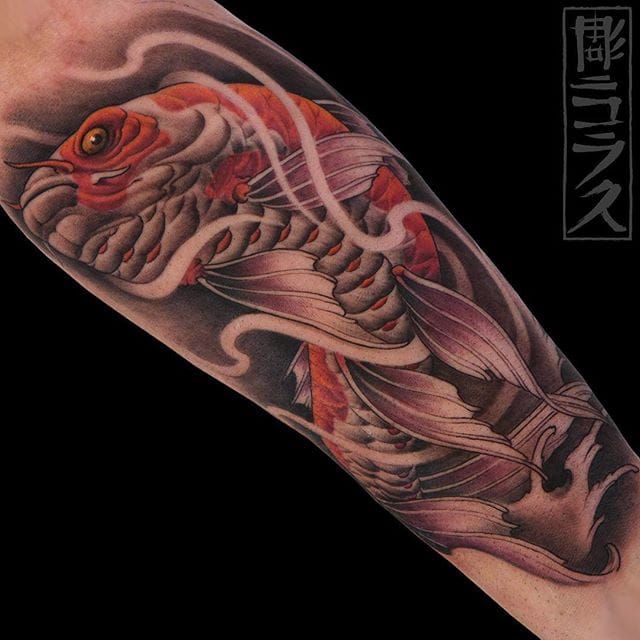 Another look at this cool Koi fish I got to do for my client and friend  Jason zito worldfamousink cheyennetattooequipment  Instagram