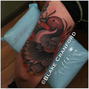 Tatuaje de pato por Blake Cranford #duck #ducktattoo #traditionalduck #traditionalducktattoo #traditional #traditionaltattoo #oldschool #bird #birdtattoo #BlakeCranford