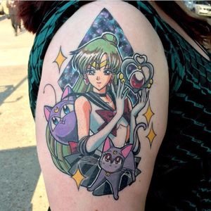 Por Kimberly Wall #KimberlyWall #gringa #anime #manga #desenhojapones #animação #comics #nerd #geek #colorida #colorful #sailormoon #sailorpluto #setsunameiou #gato #cat #galaxy #galaxia
