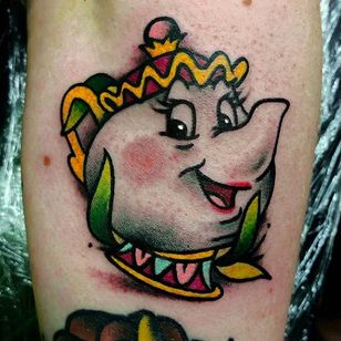 Señora.  Tetera de La Bella y la Bestia Tatuaje por Joe Fletcher @Wagabalooza