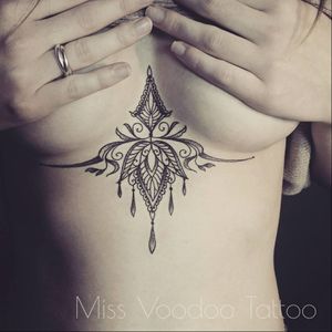 Ornamental tattoo by Miss Voodoo #MissVoodoo #ornamental #lace #mehndi #chandelier #feather