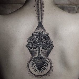 Tree of Life Tattoo by Czarna Robota #treeoflife #treeoflifetattoo #treeoflifetattoos #treetattoo #tree #treetattoos #plant #contemporarytattoos #moderntattoo #trendytattoo #CzarnaRobota #blackwork #dotwork