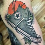 Converse tattoo by Chad Buehler (via IG -- chad_buehler_tattoos) #ChadBuehler #converse #chucktaylor #chucktaylortatoo #conversetattoo #chucktaylorisaliar