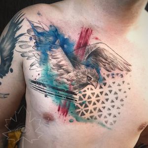 Kelvin Gabriel #KelvinGabriel #brazilianartist #tatuadoresdobrasil #brasil #brazil #watercolor #aquarela #eagle #aguia #passaro #ave #bird #pontilhismo #dotwork #triangle #triangulo #geometric #geometrica