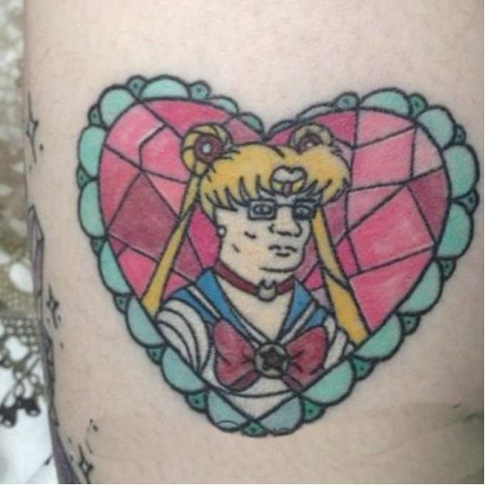 #KingoftheHill #SailorMoon #heart tattoo, artist unknown. 