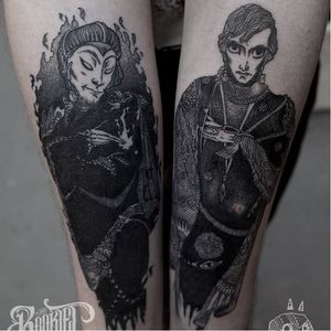 Mephisto and Faust tattoo by Sketchfield #Sketchfield #illustrative #blackwork #monster #gothic