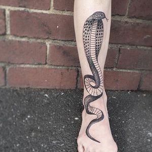 Dotwork cobra tattoo by Charley Gerardin. #dotwork #dotshading #CharleyGerardin #snake #blackwork #cobra