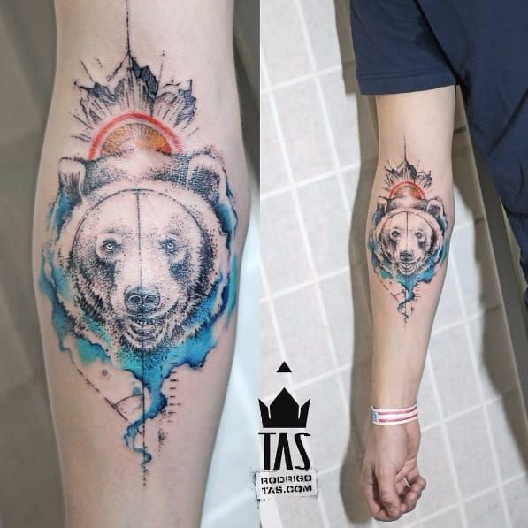 Bear In Water Animal Tattoo
