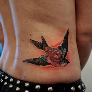 Swallow tattoo by Miss Sucette #swallow #flowertattoo #MissSucette