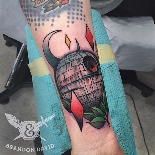 Traditional Death Star Tattoo by Brandon David