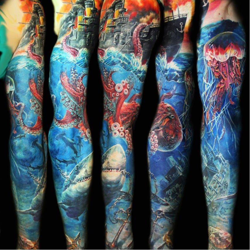 Underwater Ocean SLeeve Tattoo by London Reese: TattooNOW