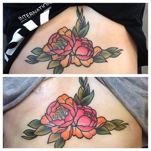 Flower tattoo by Carly Kroll. #CarlyKroll #girly #pinkwork #cute #neotraditional #floral #flower