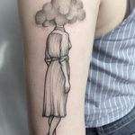 Pointillism tattoo by Anna Neudecker. #pointillism #dotwork #AnnaNeudecker #cloud #woman