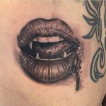 Bloody vampire lips by Jamie Mahood. #blackandgrey #realism #JamieMahood #lips #mouth #vampire #blood