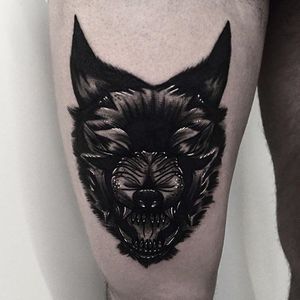 Wolf Tattoo by Rud De Luca #blackwork #blackworktattoos #blackworktattooing #blckwrk #darktattoos #darkblackwork #bestbackwork #sketchtattoos #sketchtattooing #RudDeLuca #wolf #animal
