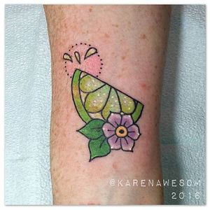 Lime Tattoo by Karen Awesom #lime #limetattoo #citrus #citrustattoo #fruit #fruittattoo #KarenAwesom