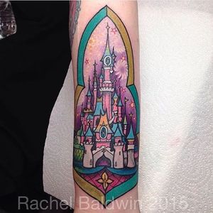 Disneyland tattoo by Rachel Baldwin. #disney #disneyland #castle #waltdisney #RachelBaldwin